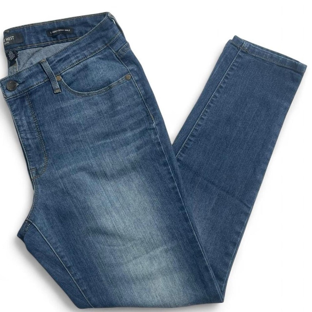 Nine West Gramercy Skinny Ankle Jeans Size 10 Medium Wash Blue Stretch Denim